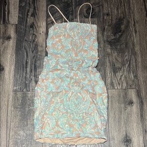 Windsor Beige and Blue Mini Dress